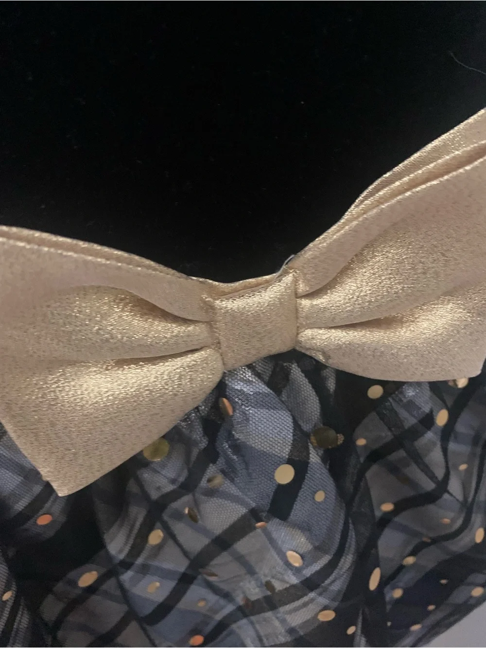 Girls Black and Gold Tulle Party Dress with Bow ( Size 6 )